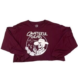 Chaser Women’s Grateful Dead Desert Skeleton Long Sleeve Purple Cropped Size M
